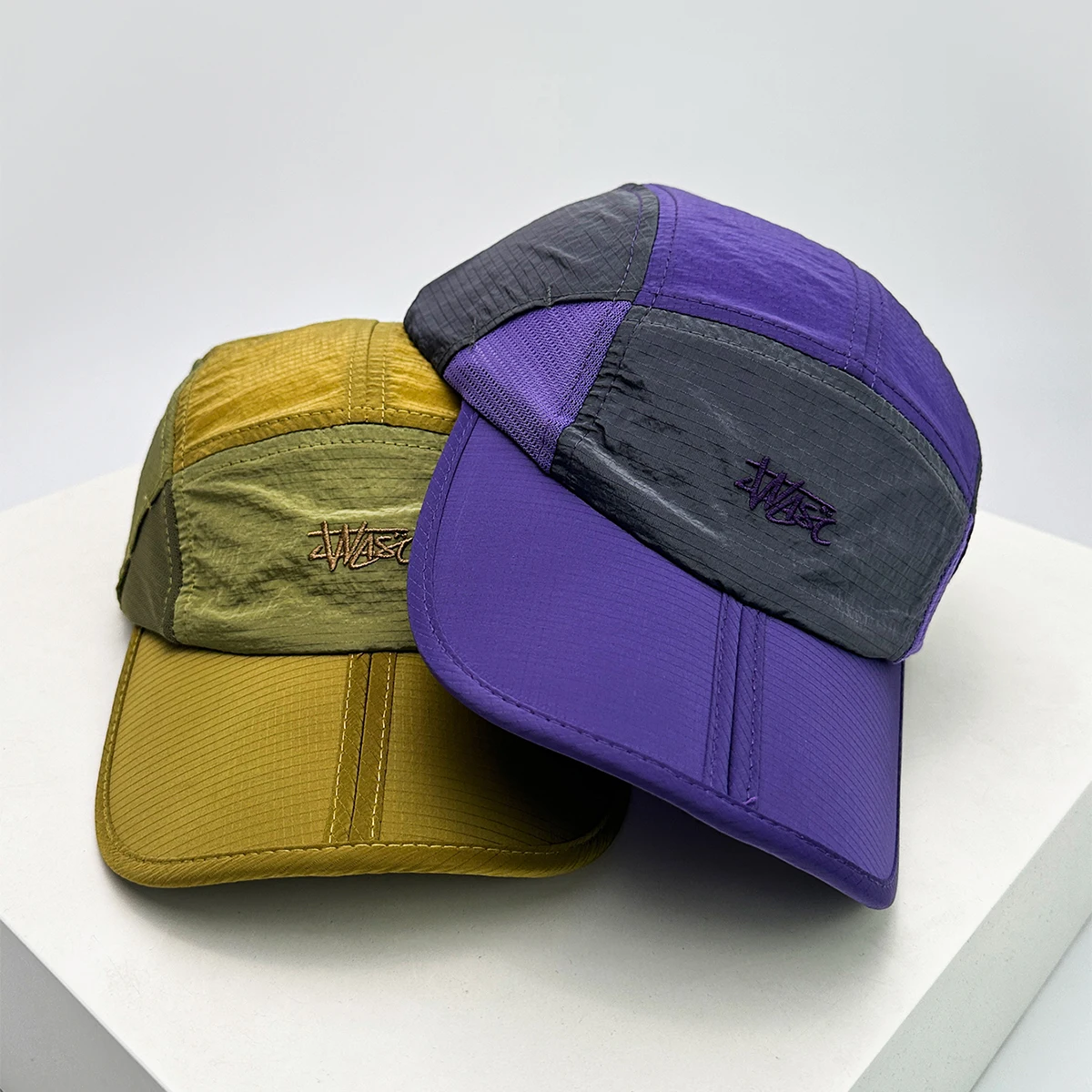 New Unisex Outdoor Letter Embroidery Baseball Hats Color Block Sunshade Quick Drying Breathable Peaked Caps Versatile Personal 2