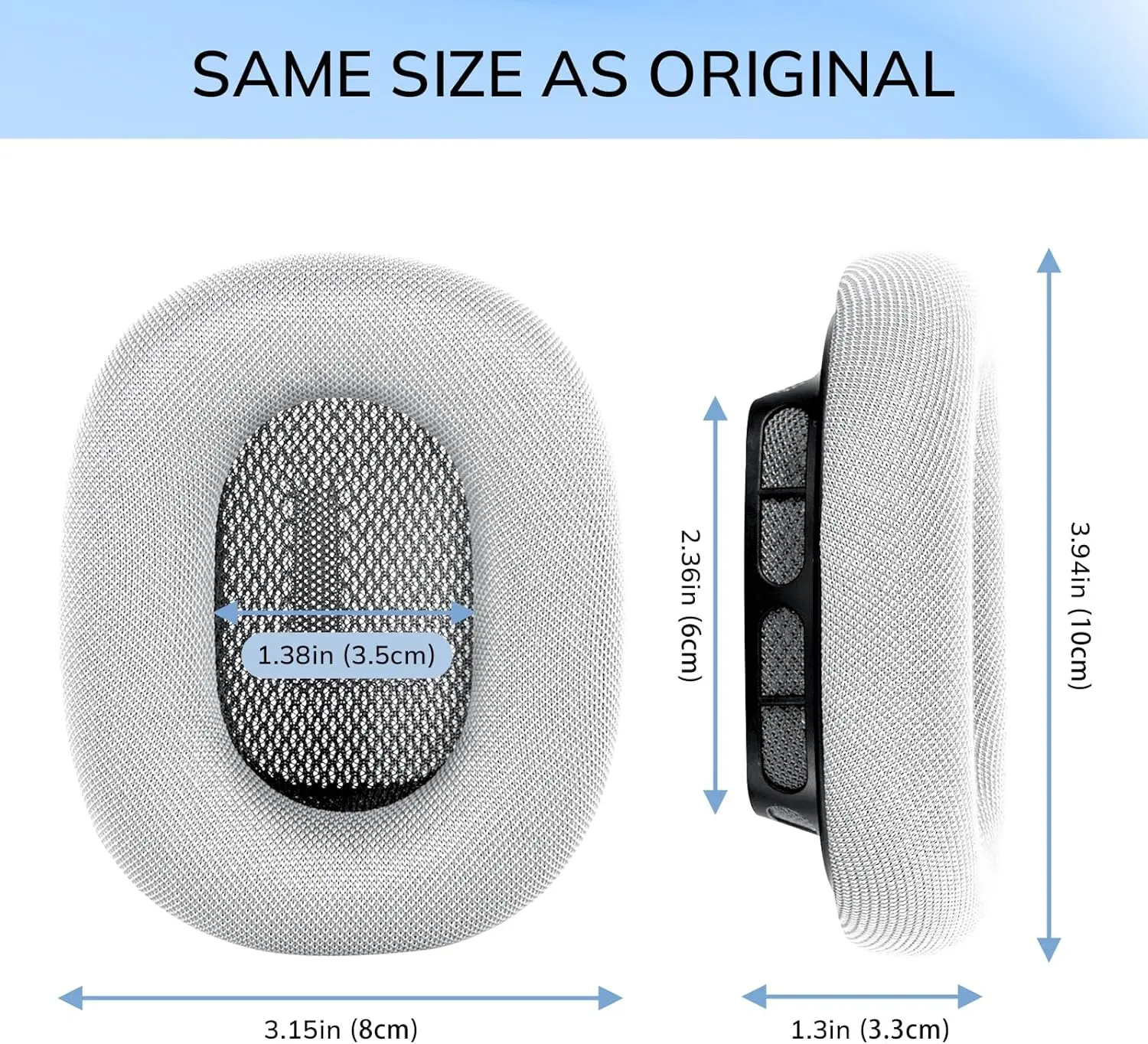 Ersatz-Ohrpolster aus Original-Mesh-Gewebe für AirPods Max Kopfhörer, magnetische Ohrpolster, Kopfhörer-Ohrenschützer, Kissen – Detail 2