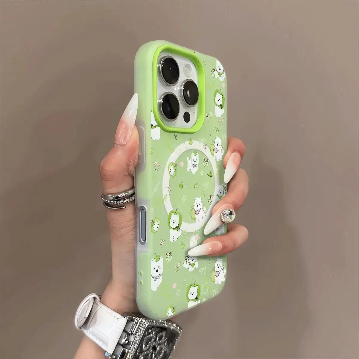 Pantalla completa lindo cachorro Apple colorido para funda de teléfono magnético para iPhone 17 16 15 14 13 12 11 Pro Max Plus Mini Y2K cubierta suave