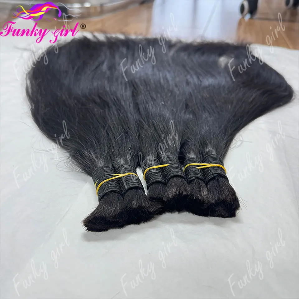 12A Straight Human Hair Bulk 50-400g Bundles 100% Virgin Brazilian Natural Black Color Weft Extension for Weaving Sewing