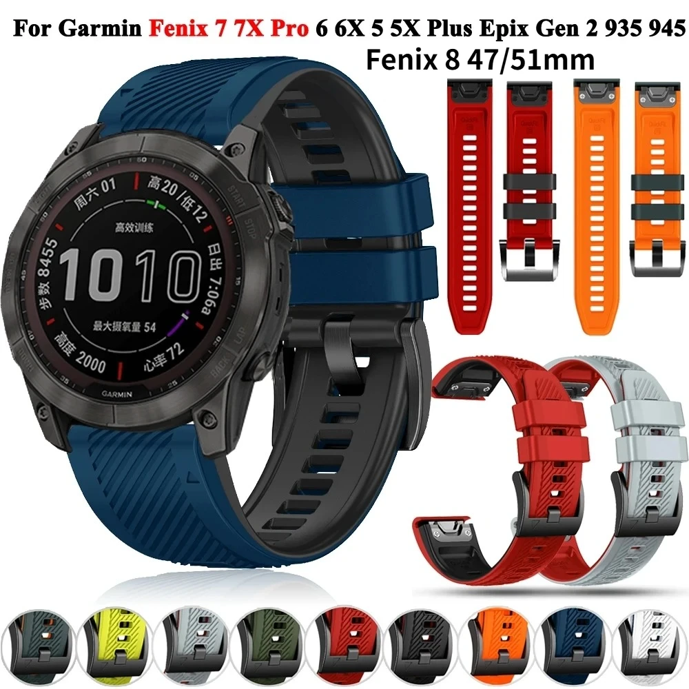 Armband 22 26mm für Garmin Fenix 8 7X 7 6X 6 Pro 5X 935 945 955 Silikonband EPIX Gen 2 47mm 51mm Mk2i Mk2 Tactix Bravo Armband