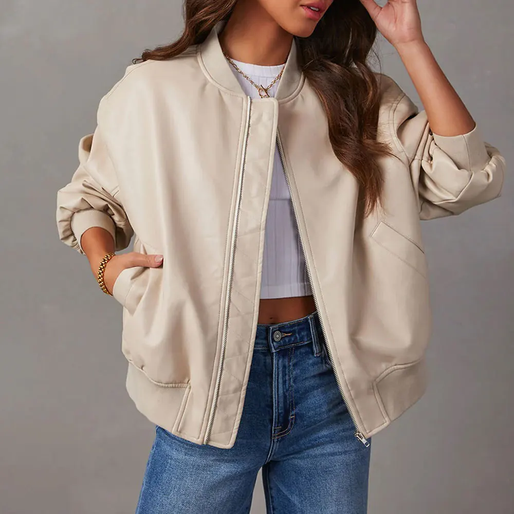 

Street Style Short PU Leather Jacket Cool Motorcycle Top for Autumn And Winter Women's Fashion Outerwear