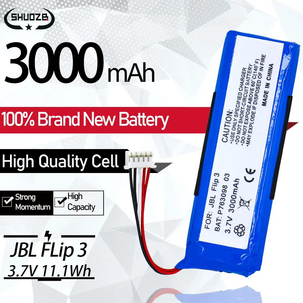 

For JBL Flip3 GSP872693 P763098 03 Replacement Battery Special Edition + Repair Tool Replacement Flip 3 Flip3 3.7V 3000mAh