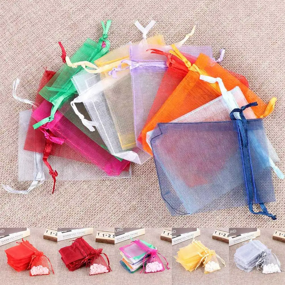 50 Uds. Bolsas de regalo de recuerdo de boda de Navidad bolsas de embalaje bolsas de dulces Organza