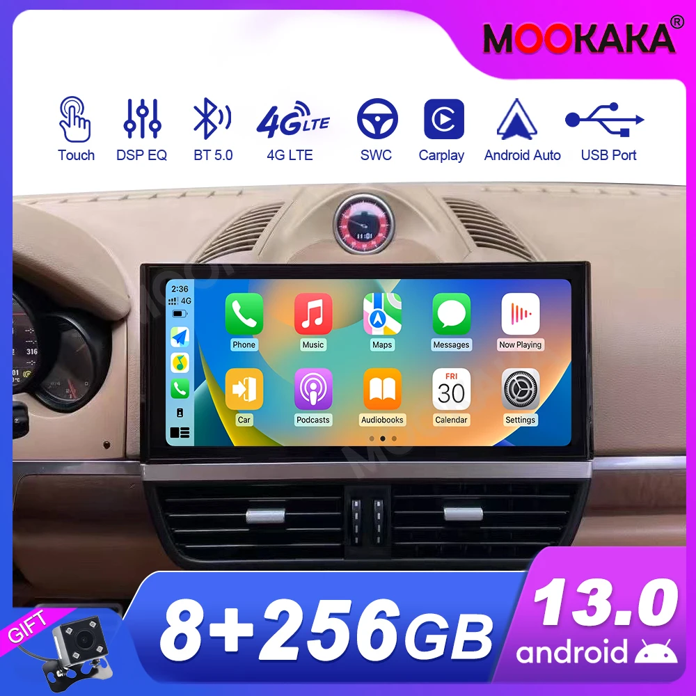 

12,3-дюймовый экран автомобильного радио для Porsche Cayenne 2010-2017 Android Auto GPS навигация мультимедийный видео стерео приемник головное устройство