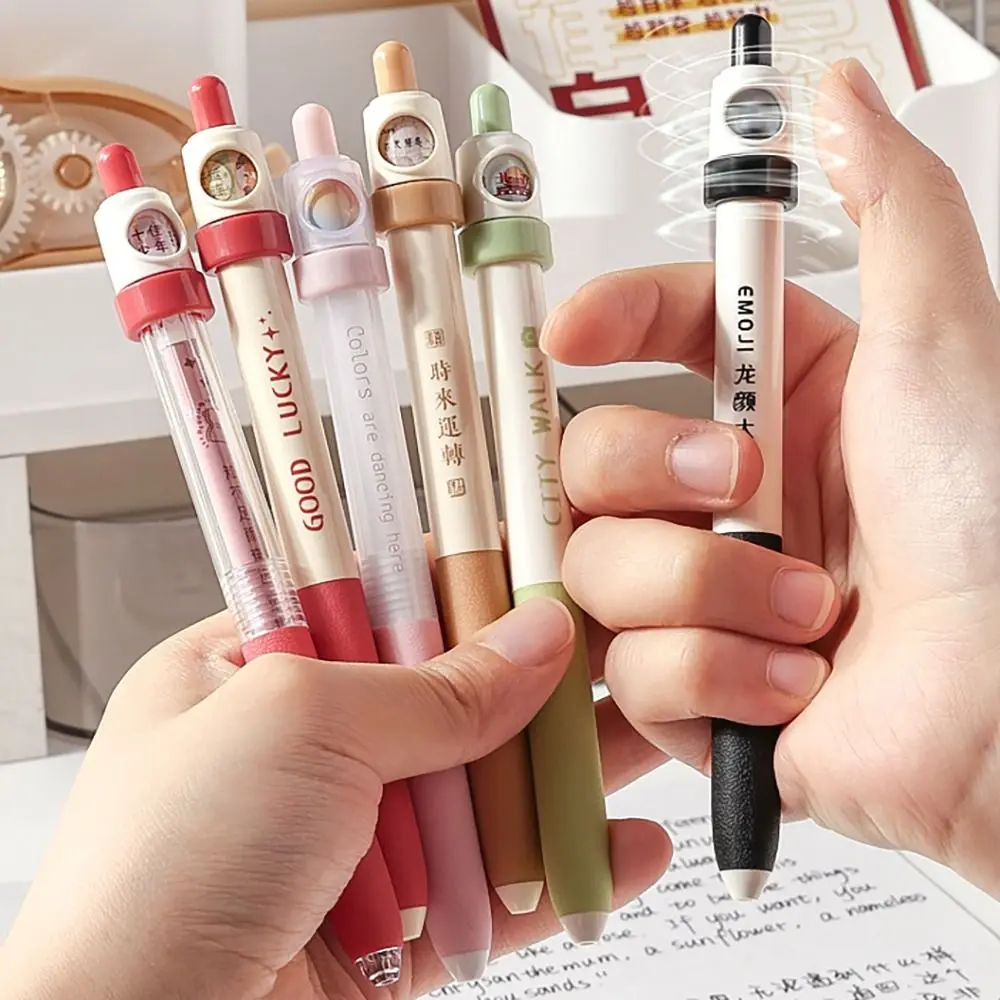 Portable Black Ink Ballpoint Pen Rotation Decompression Stress Relief Gel Pen Quick Drying Neutral Pen School Office Supplies