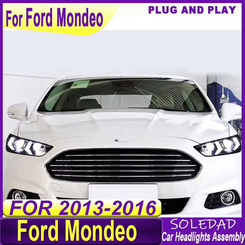 Car Headlight Assembly For Ford Mondeo Fusion 2013‑2016 Modified Demon Eye Auto LED DRL Projector Lens Plug and Play Turn Signal