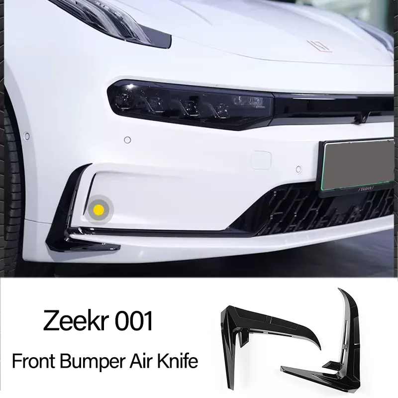 Zeekr 001 2021-2024 Front Fog Lamp Trim Bumper Wind Knife ABS Carbon Fiber Look Blade Trim Light Eyebrow Spoiler Decoration