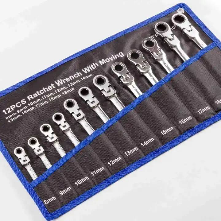 

12pcs 8-19mm Ratchet Wrench Set Gear Ring Ratcheting Combination Wrench Kit Metric Wrench Set