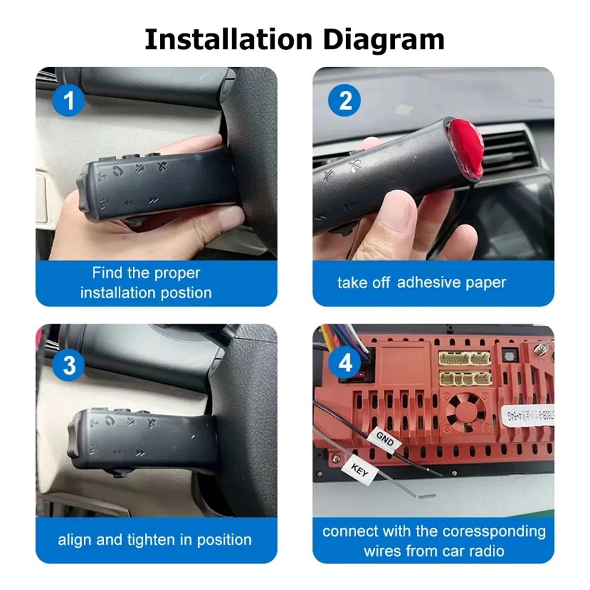 N30R_7 - Kluczowe uniwersalne przyciski na kierownicy samochodu - Wielofunkcyjne przyciski audio