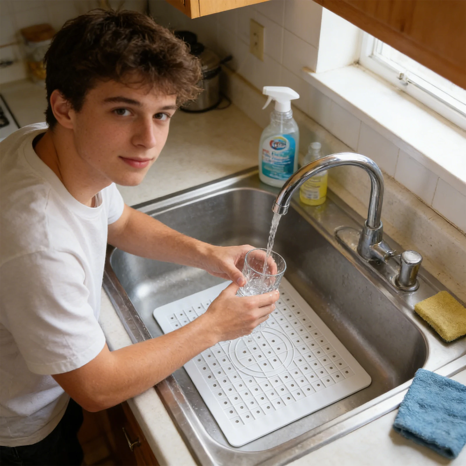 

2PCS Kitchen Sink Mat Non Slip Easy Cleaning Practical Kitchen Accessory Home Commonly Used Sink Protective Useful Pad Set