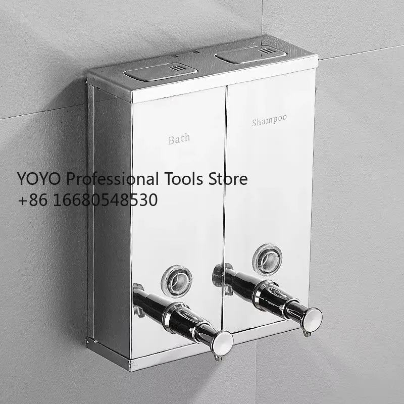 

Hal Modern Double Soap Dispenser Wall Mount Liquid Soap Dispensers Stainless Steel Pump Dispenser