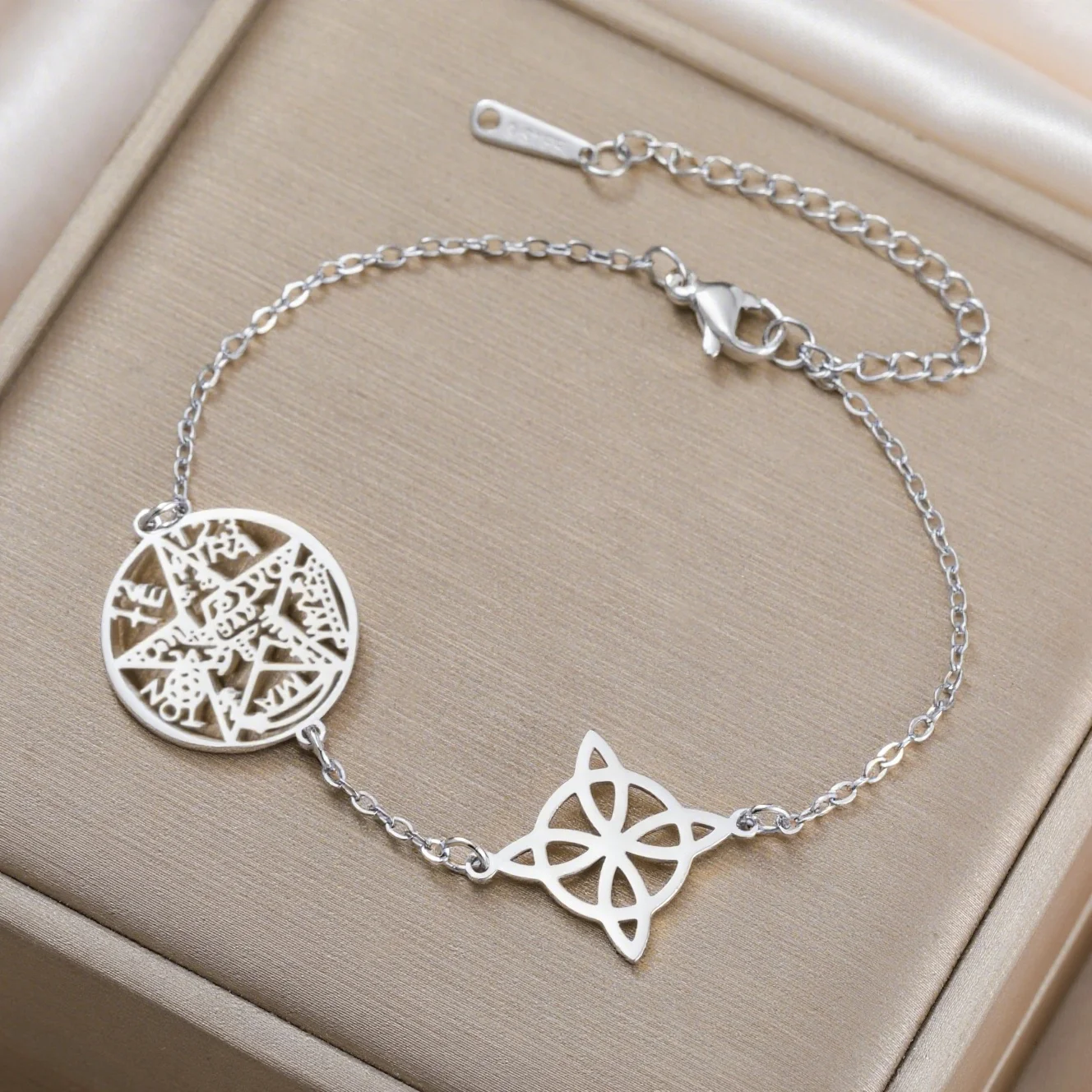 Jeshayuan Hexenknoten-Armband, jüdisches hebräisches Tetragrammaton-Armband, Hexerei-Pentagramm-Armband für Frauen, Amulett, Schmuck, Geschenk – Detail 2