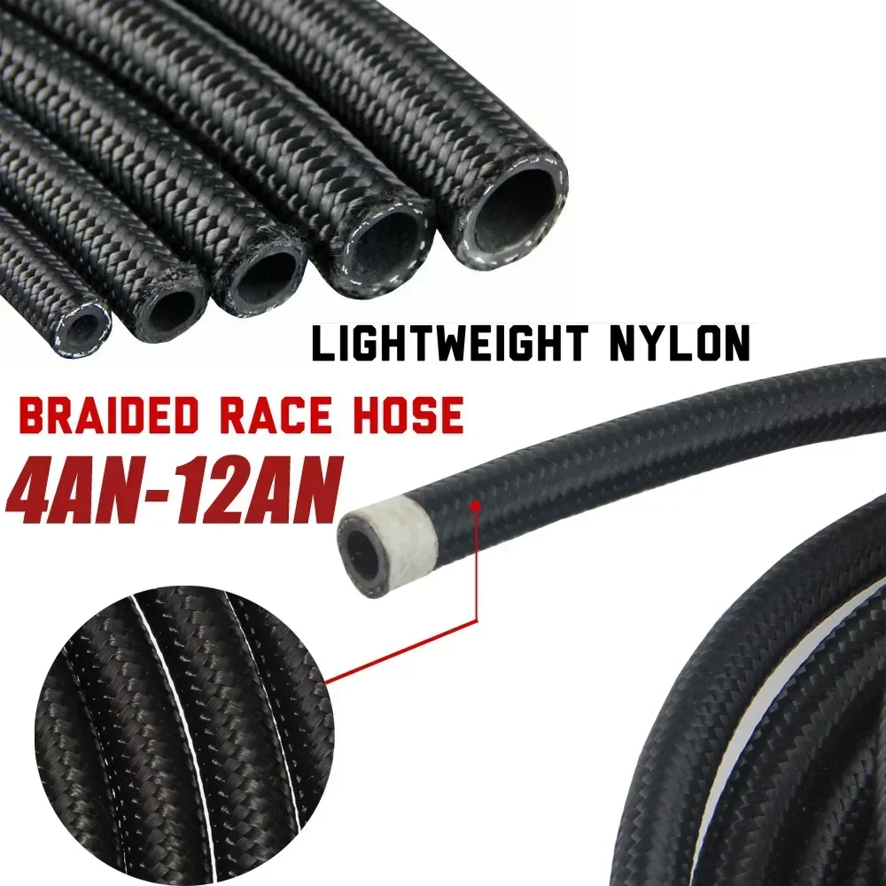 AN4 AN6 AN8 AN10 10FT 3m جديلة النفط خرطوم الوقود خط مضفر خرطوم زيت الوقود النايلون مضفر الفولاذ المقاوم للصدأ