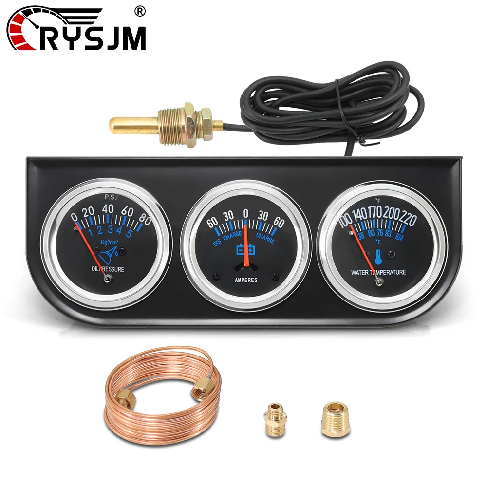 

* 3 In 1 Digital Gauges Water Temp + Oil Pressure + AMP Meter Kit Auto Gauge For Universal Car Truck Racing Car 12V With Sensor
