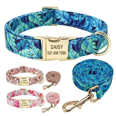 Custom Floral Dog Collar and Leash Set Beirui