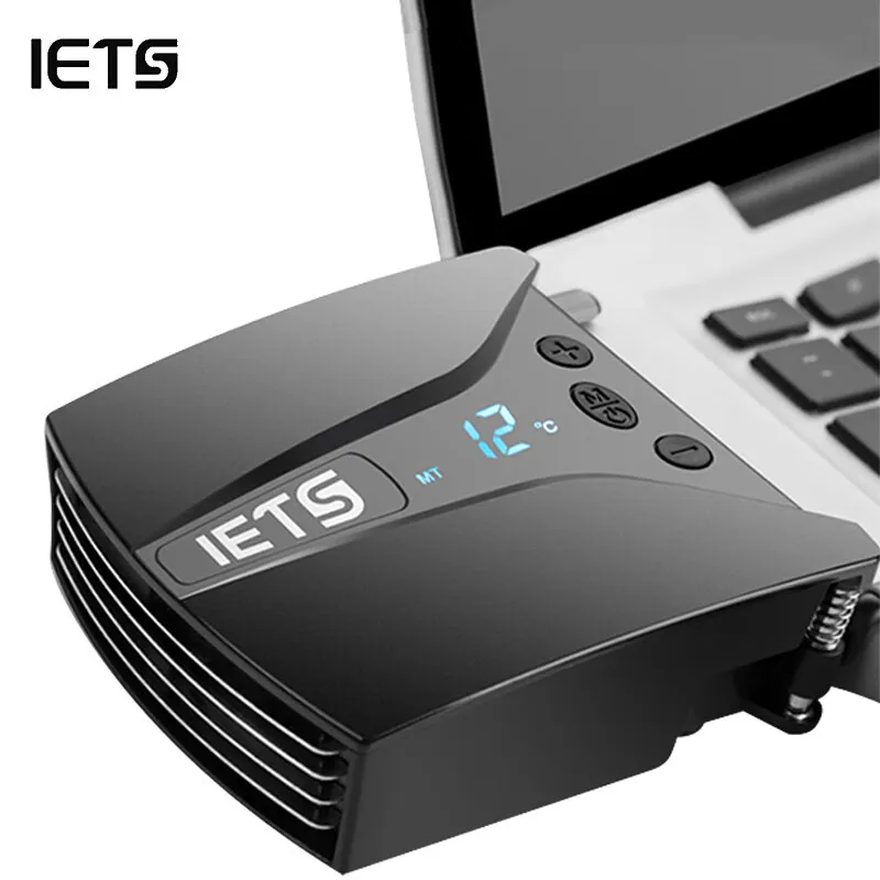 IETS notebook cooler adjustable temperate display suspended support USB silent fan computer cooling tool