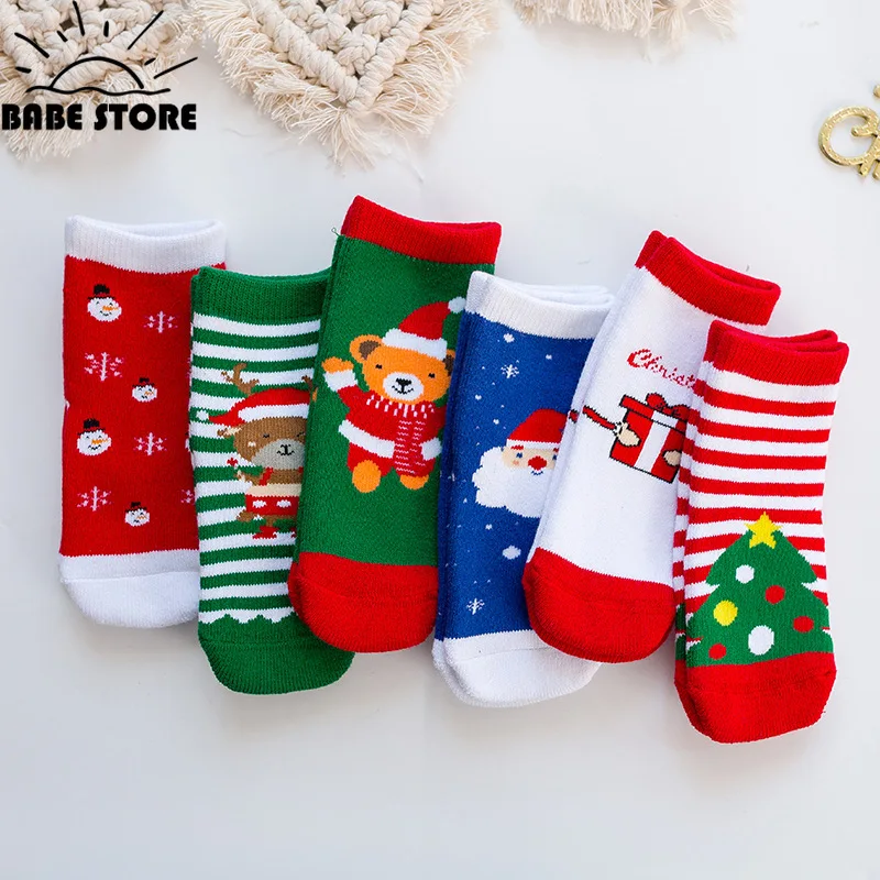 Children\'s Socks for Newborns Girls Boys Baby Anti-slip Child Warm Winter Cute Christmas Socks for Kids 0-10Y Baby Socks Girl