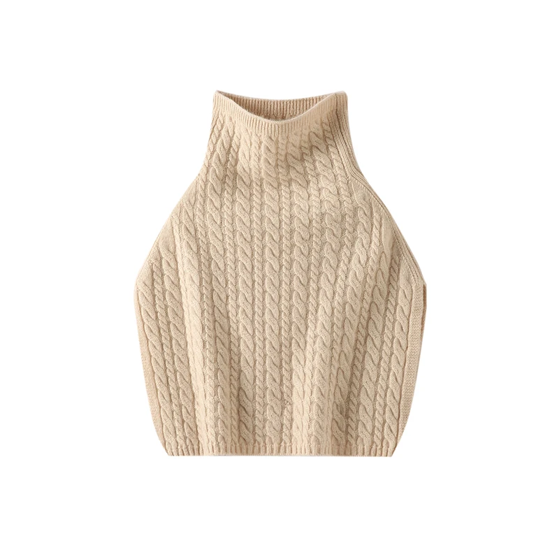 

100%Cashmere Twisted Flower Knitted Pullover Shawl Women'S High Neck Cold Proof Pullover Neck Protector Fake Collar Scarf Jacket