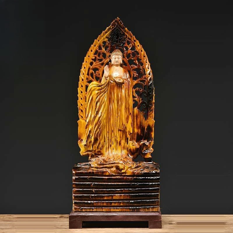 

Camphor wood carving Buddha statue Bodhisattva ornament home living room entrance handicrafts