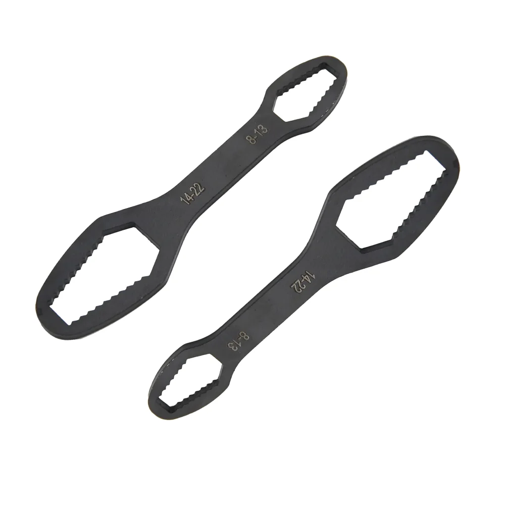 黒色両口レンチ 8-22mm 多機能ソリッド六角レンチ クロムメッキネジナットハンドツール