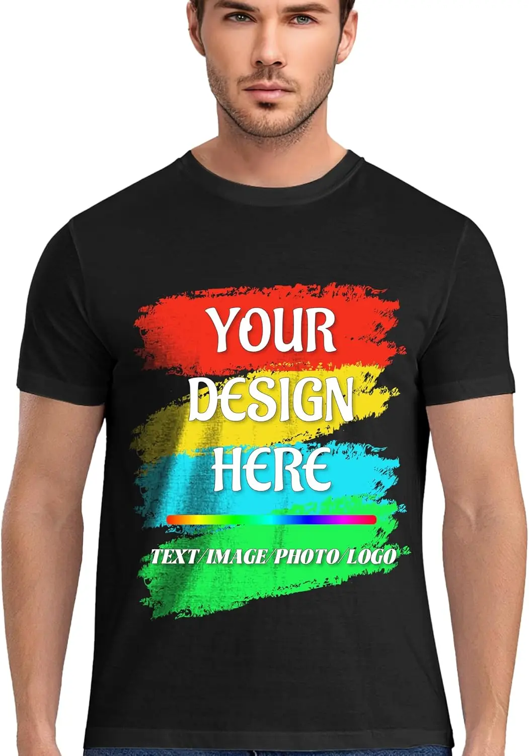 Custom T-Shirts for Men Crewneck T Shirts - Customize Design Your Own Shirts Personalized Cotton Tee Tops S-6XL