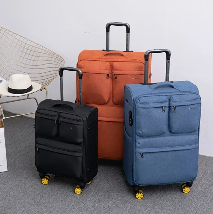 Travel Luggage Suitcase Ultra-light Tie Rod Boarding Case Large-capacity Checked Universal Wheel Canvas Light Suitcase