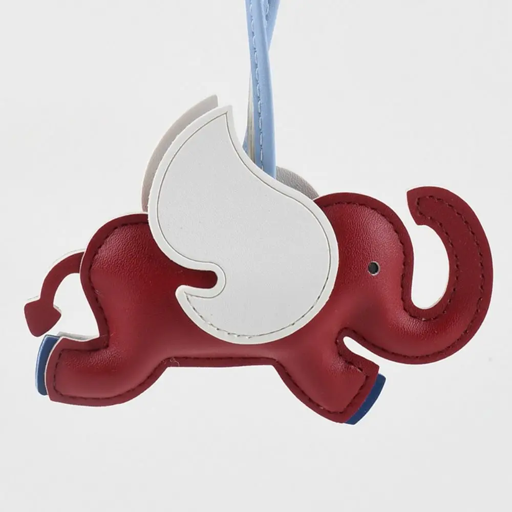 

Cute PU Leather Flying Wings Elephant Keychain Animal Cartoon PU Leather Hanger Car Keyring 16 Colors Bag Pendant Bag Ornament
