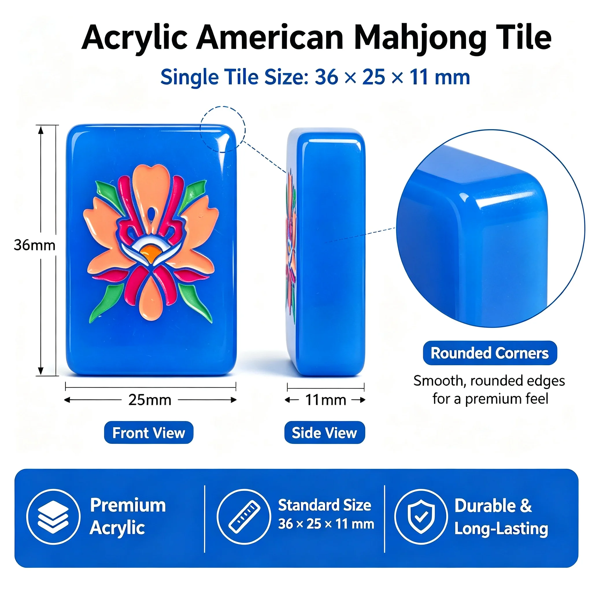 160Pcs 36mm American Mahjong Set Acrylic Mahjong Game Tiles Modern Minimalist Waterproof Durable Travel Board Game Gift