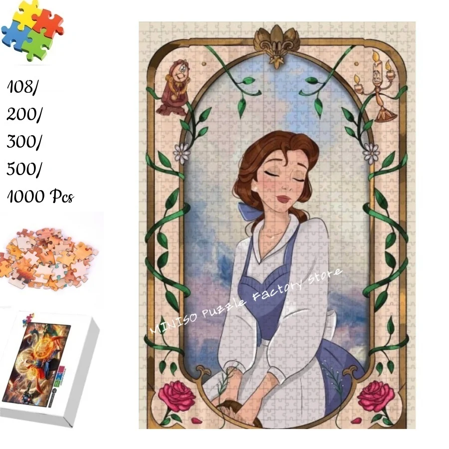 

Cinderella Disney Cartoon Jigsaw Puzzle 108/200/300/500/1000 Pieces Wooden Onepiece Puzzles for Adults Toys Gifts Floor Puzzle