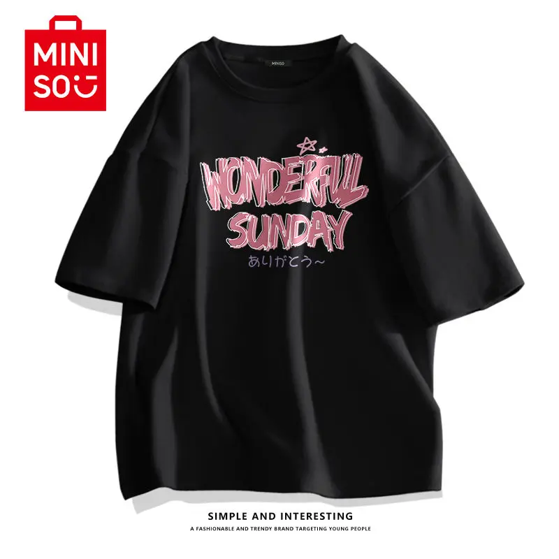 

Famous Products Black Short Sleeve Pure Cotton T-shirt Women's Summer New Loose Half Sleeve Small Design Sense Right Shoulder