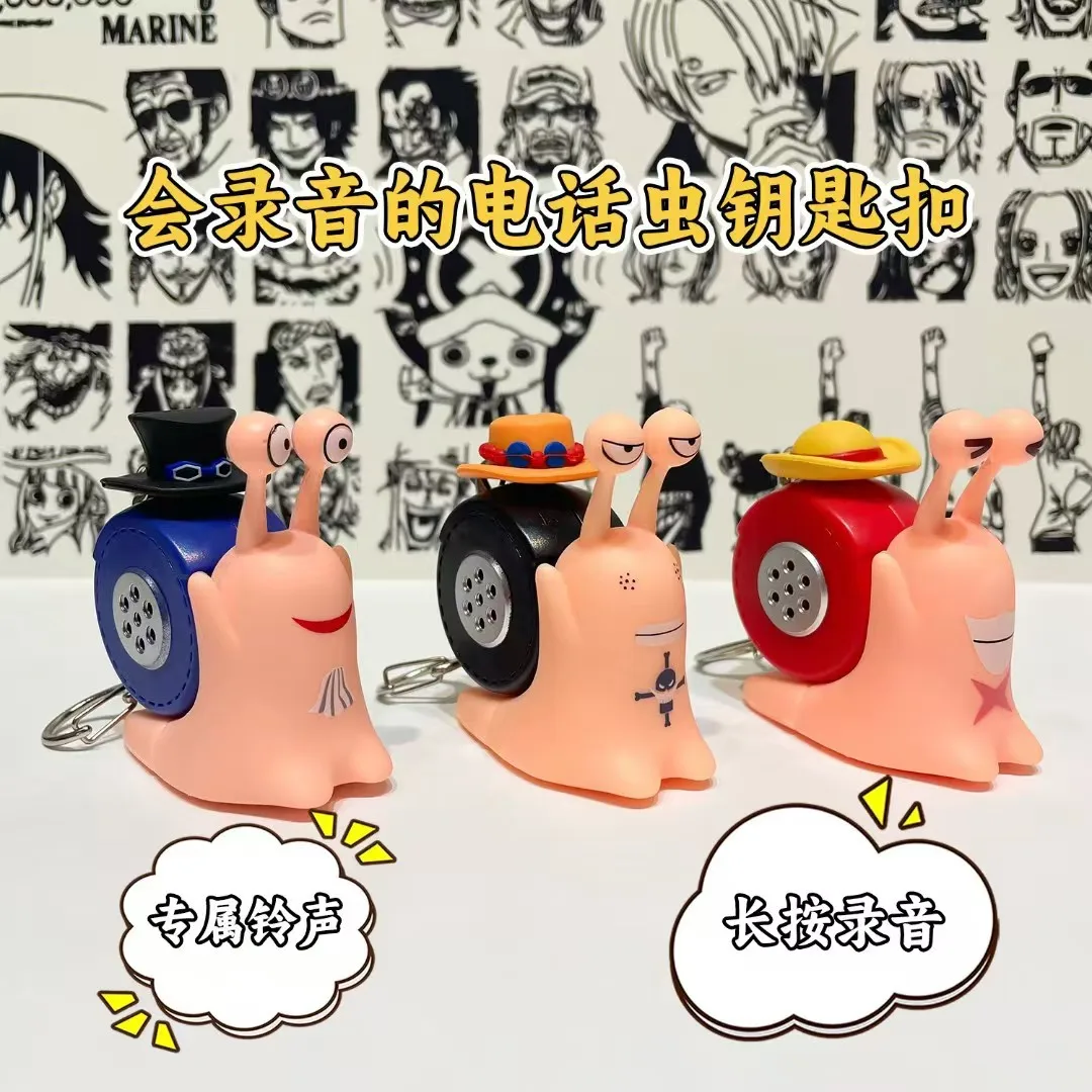 Anime One Piece Den Den Mushi Model Toys Cartoon Luffy Sabo Ace Snail Shaped Phone Can Sound Recording Toys Gifts