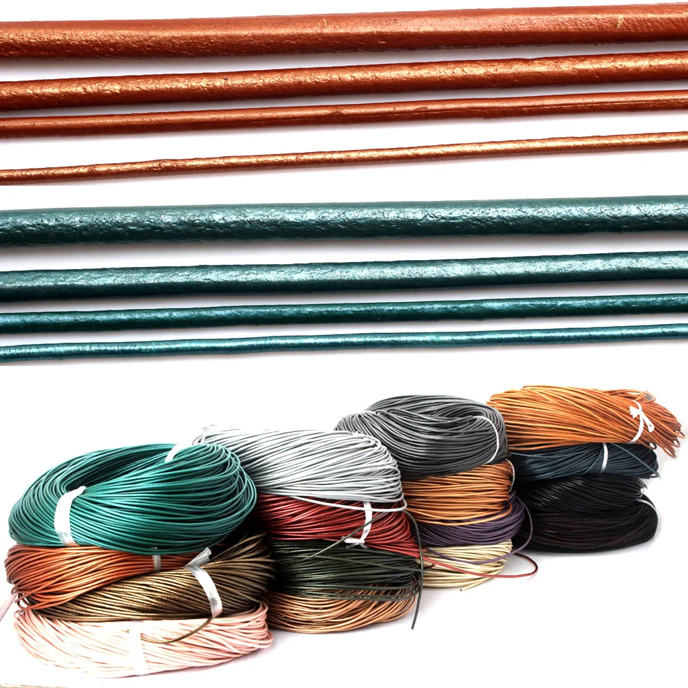 

Leather Round Cord 25-100yards/Lot 1.5-4.0mm Pearl Gloss Colorful DIY Necklace Bracelet Craft Jewelry Making Accessory Wholesale