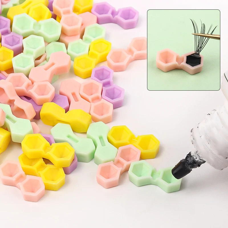 200 stücke Wimpern Verlängerung Kleber Tasse Tablett Lash Verlängerung Kleber Halter Verzögerung Tassen 2 Löcher Tattoo Pigment Halten Palette Tasse werkzeuge – Detail 6
