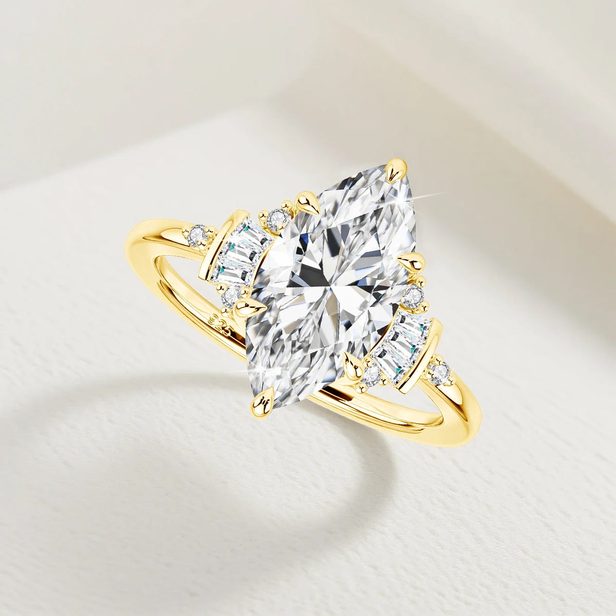 Luxuriöser Marquise-Verlobungsring 3ct 7*14mm Moissanit Laborgezüchteter Diamantschmuck für Damen mit GRA-Zertifikat Hochzeitsgeschenk im Angebot – Detail 3