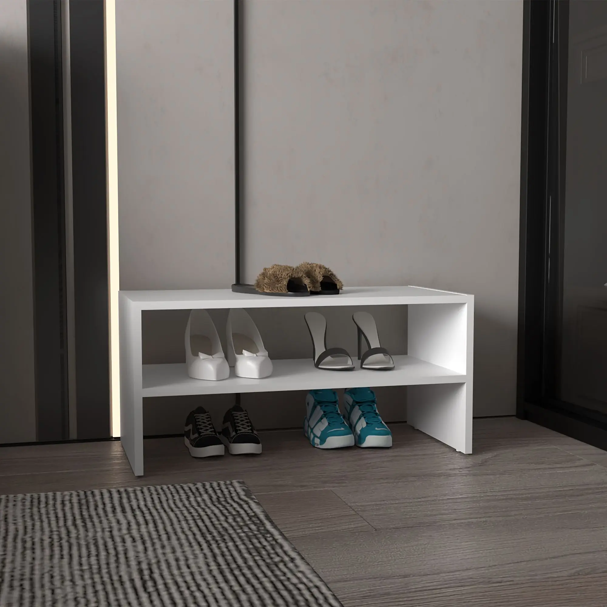 

Shoe Rack 13.7" H, with 2 Shelves, White