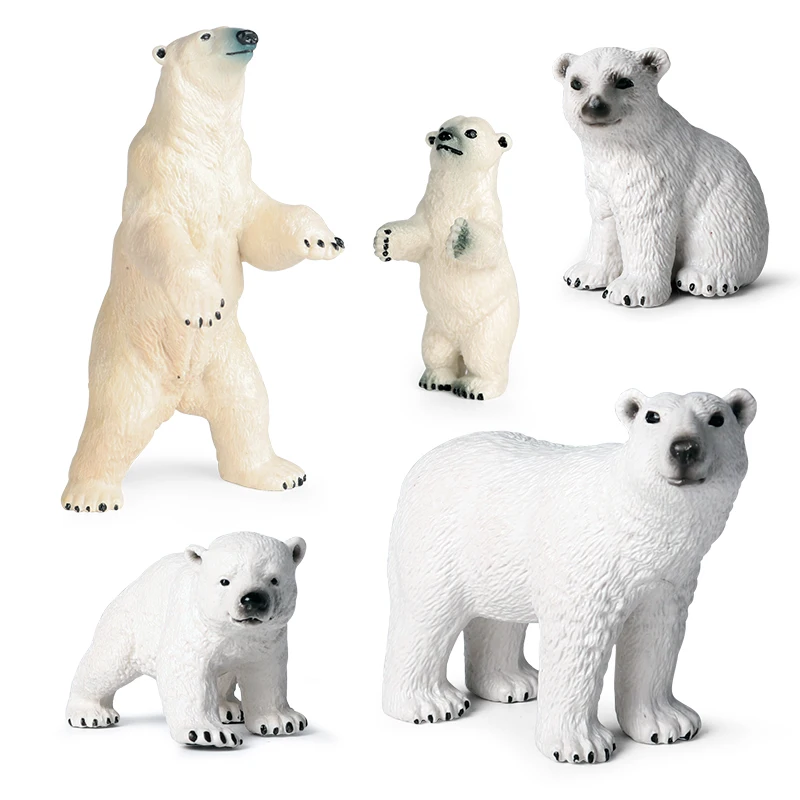 Oenux Simulation Arctic South Pole Animals Polar Bear Penguins Wolf Fox Bird Action Figures Model Figurine PVC Kid Toy Gift