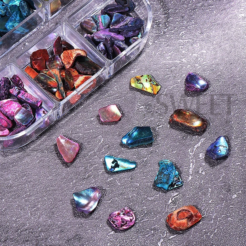 6 شبكات أذن البحر شل رقائق مسمار الفن الديكور ثلاثية الأبعاد السحر غير النظامية صدف جزء شرائح أورورا لتقوم بها بنفسك مانيكير اكسسوارات