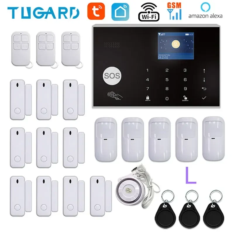 

Tuya Smart Life APP With Motion Sensor Detector Compatible With Alexa & Google Wireless WIFI GSM Home Security Alarm System