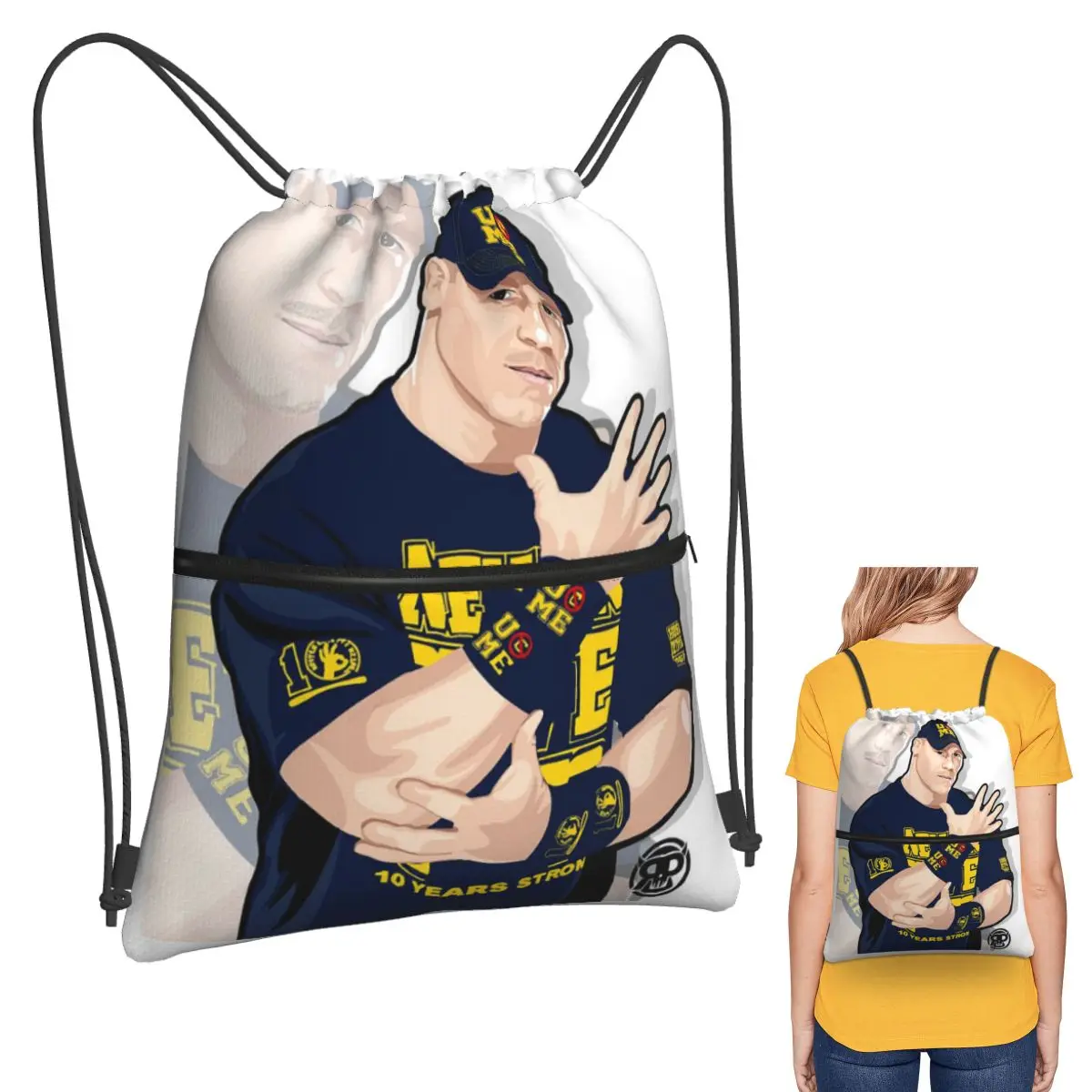 

John Cena Backpacks Multi-function Drawstring Bundle Pocket Sports Bag Book Bags for Travel School