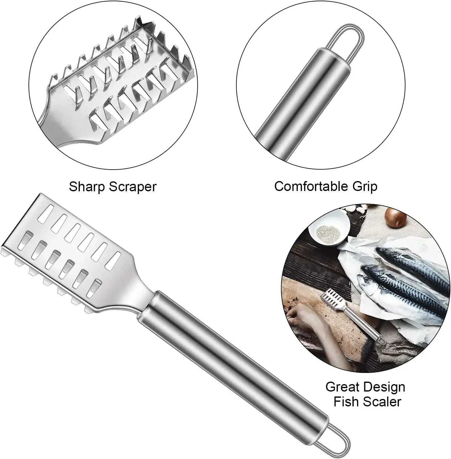 STLL Stainless Steel Fish Scale Remover Cleaner Kitchen Fish Scaler Fish  Graters Kitchen Gadgets