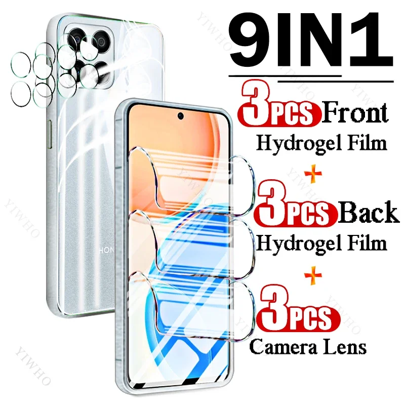 9in1 Full Covers Front Back Hydrogel Film for Huawei Honor X8 TFY-LX1 Fingerprint Screen Protectors for Honor X 8 Camera Lens HD