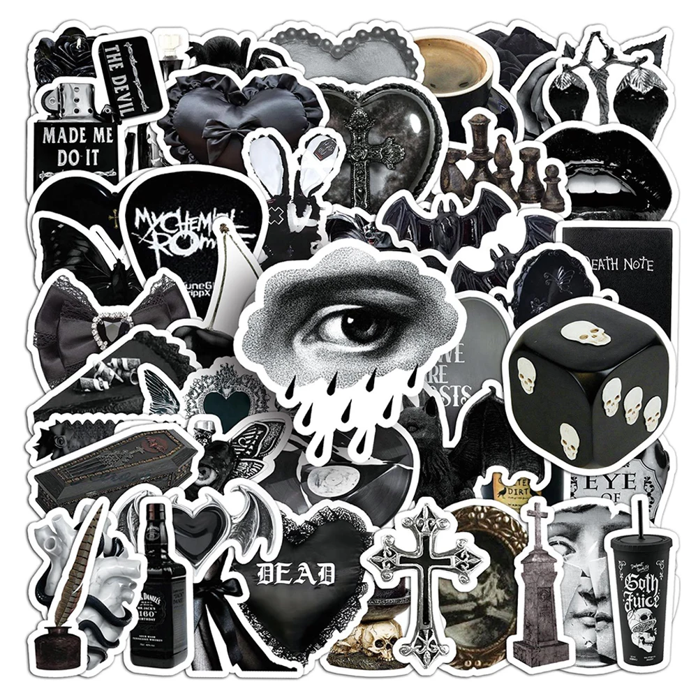 

10/30/50pcs Dark Gothic Aesthetic Stickers INS Style Graffiti Decals Water Bottle Phone Laptop Cool Waterproof Sticker Packing