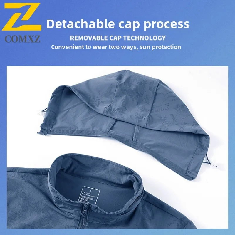 High-end Sunscreen Jacket Men's Summer Elastic Waterproof Breathable Ice Silk Windbreaker Men Casual Bicycle Fishing Hooded Coat