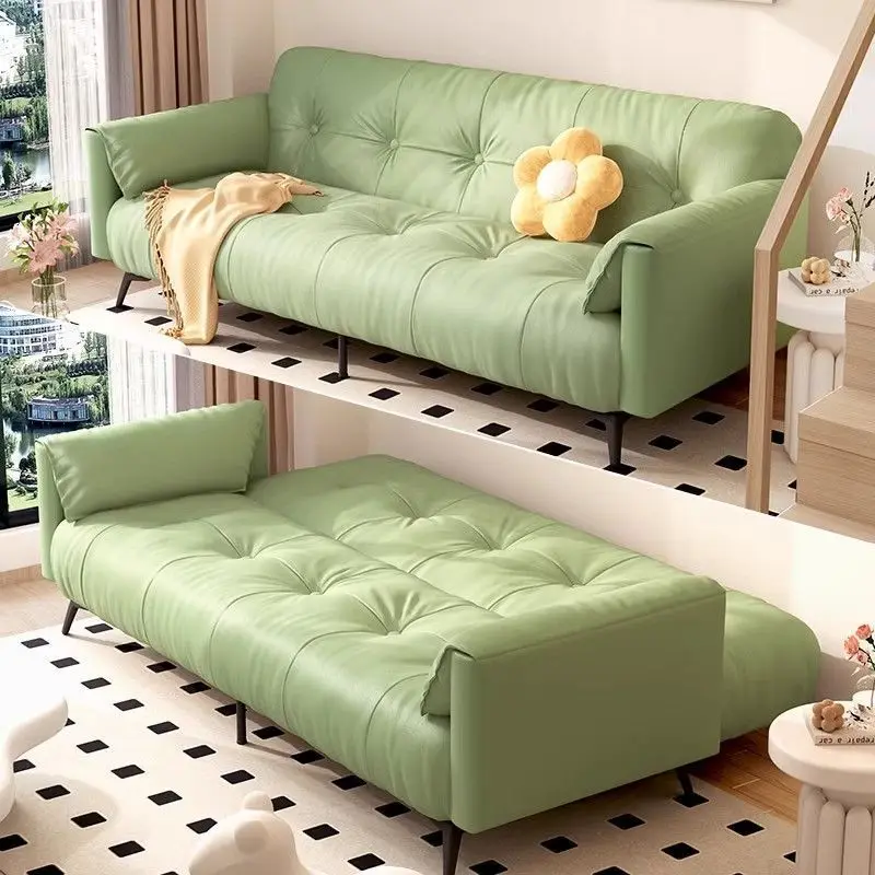 Foldable folding sofa bed small sofa living room small apartment multi-functional dual-purpose simple rental house cream cloud