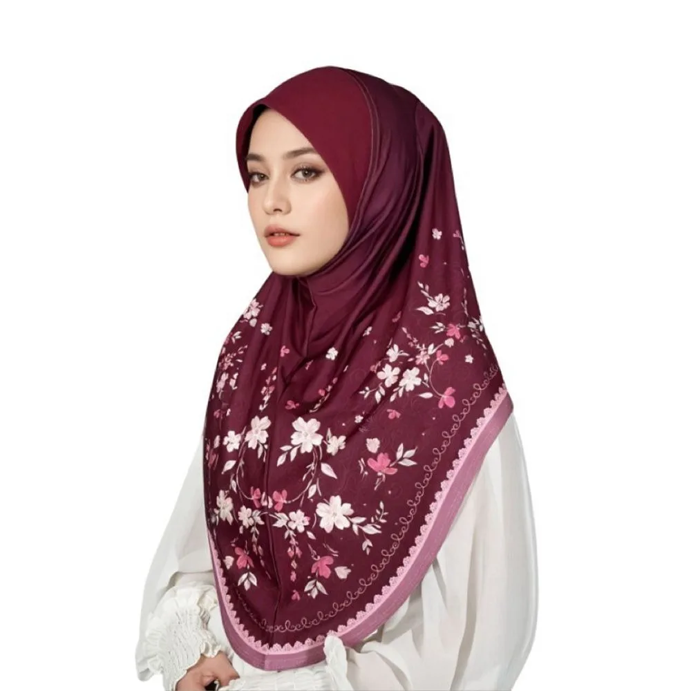 Breathable Eid Al-Fitr Long Floral Turban Adjustable Cotton Printed Arab Lady Headscarf Elastic Versatile Hijab Head Wrap Women