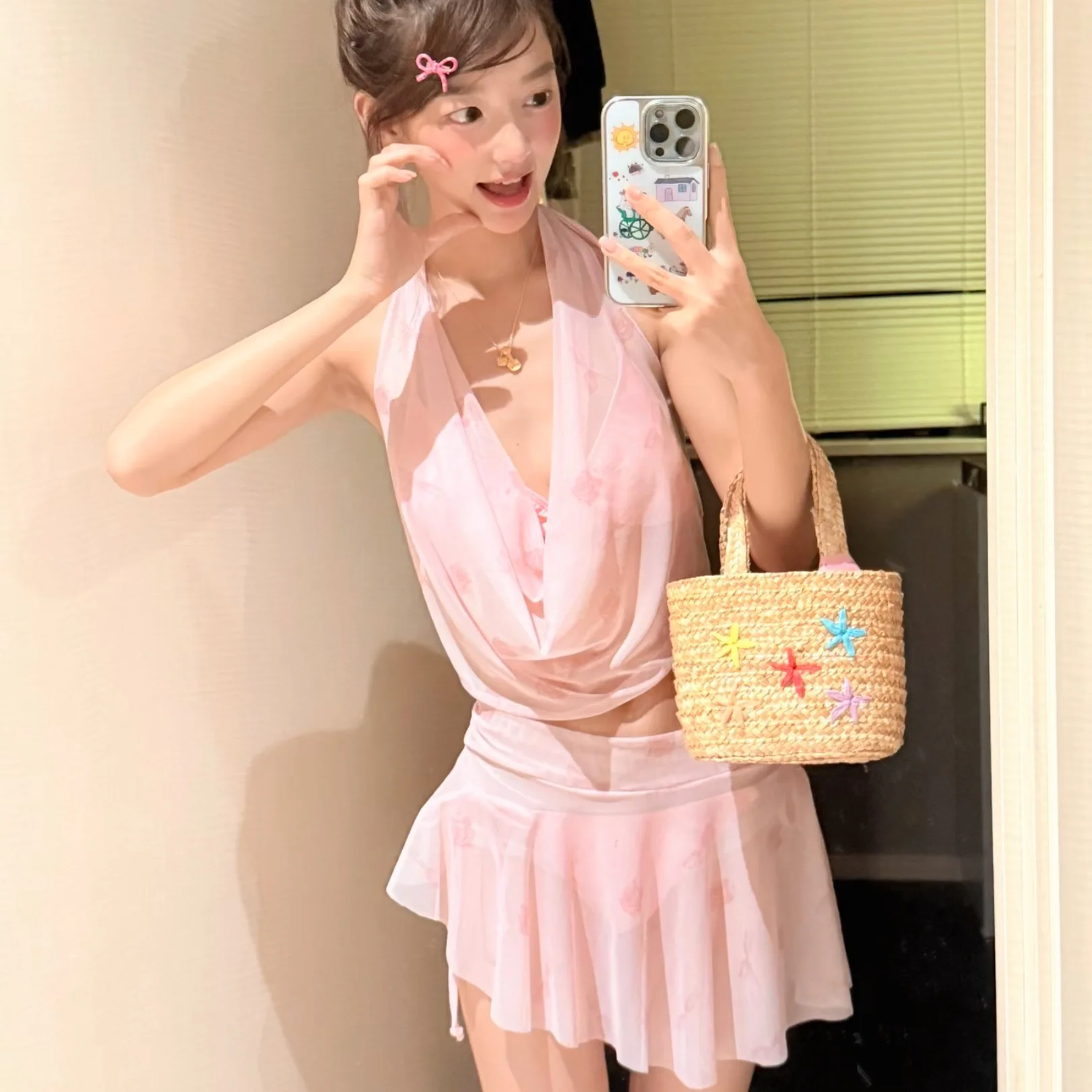 

2026 New Women's Hottie Fairy Tulle Halter Split Skirted Swimsuit Push Up Stunning Pure Desire Spa Swimwear