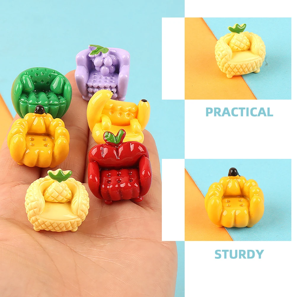 

15pcs Miniature Fruit Sofa Charms Resin Figurine DIY Phone Case Decor Small Simulation Sofa House Accessories Cartoon 3D