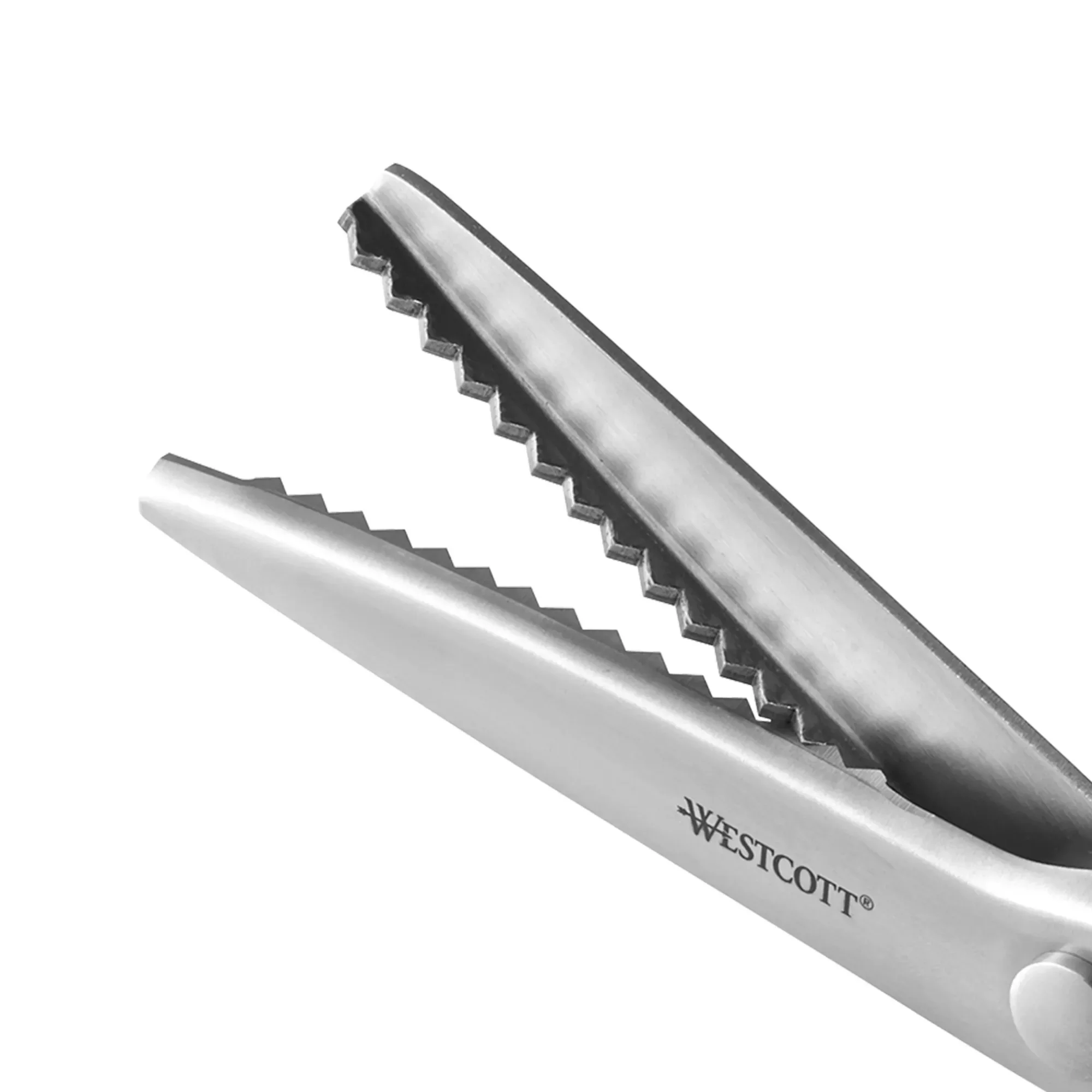 Westcott クラフトはさみ、ピンキング、9.5 インチ、ステンレススチール、大人、高校生、曲がり、縫製用、ホワイト、1 カウント