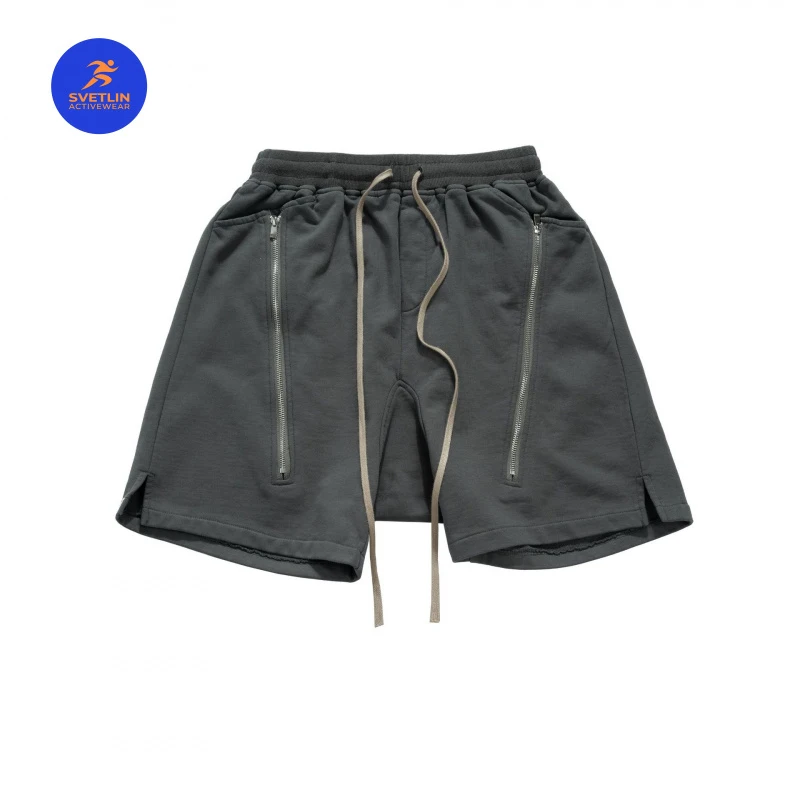 SVETLIN EU US Size Luxury Quality Active Casual Shorts Street Summer Elastic Waistband Drawstring Double Zipper Terry Shorts